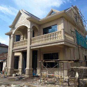 武威 黄金麻花岗岩石材私人别墅雕花门楼柱阳台栏杆