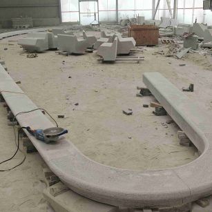 武威 芝麻白花岗岩弧形花坛石，坐凳石