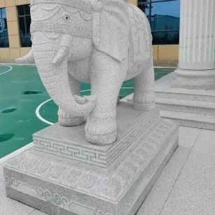 武威 白麻花岗岩动物异形石雕-大象