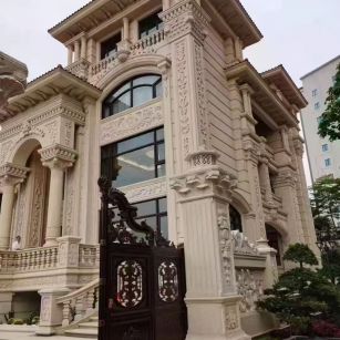 武威 黄金麻花岗岩别墅外墙干挂效果展示