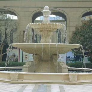 武威 黄金麻花岗岩异型加工——户外庭院石雕流水喷泉