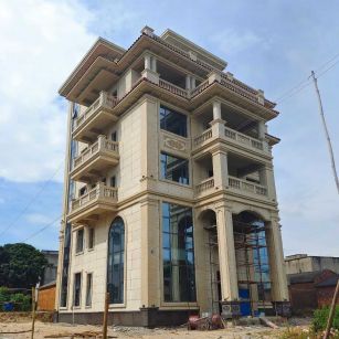 武威 黄金麻花岗岩石材别墅外墙干挂搭配（雕花栏杆花瓶柱门楼罗马柱）