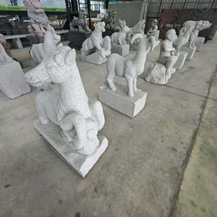 武威 芝麻白花岗岩造型立体雕刻——十二生肖