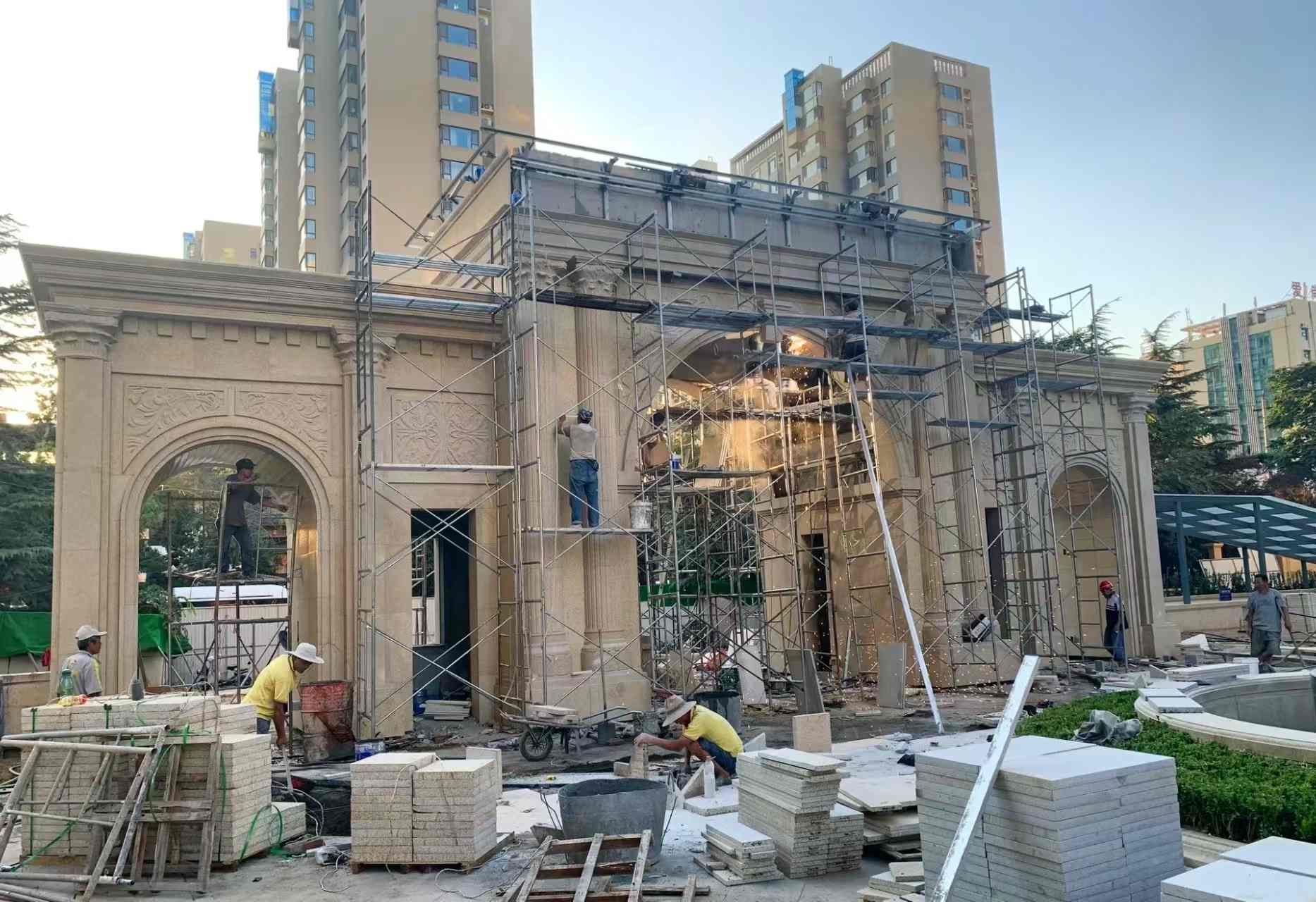 武威 黄金麻荔枝面花岗岩小区门楼外墙干挂